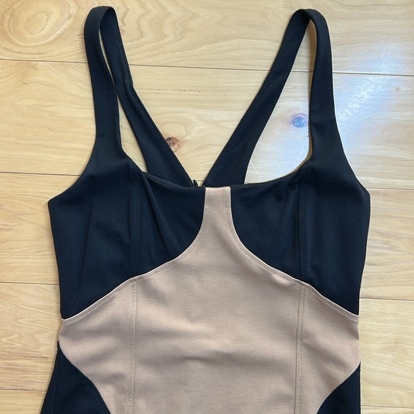 Anthropologie Chic Black and Tan Bodycon Stretchy Maxi Dress | Size Small - Picture 2 of 9